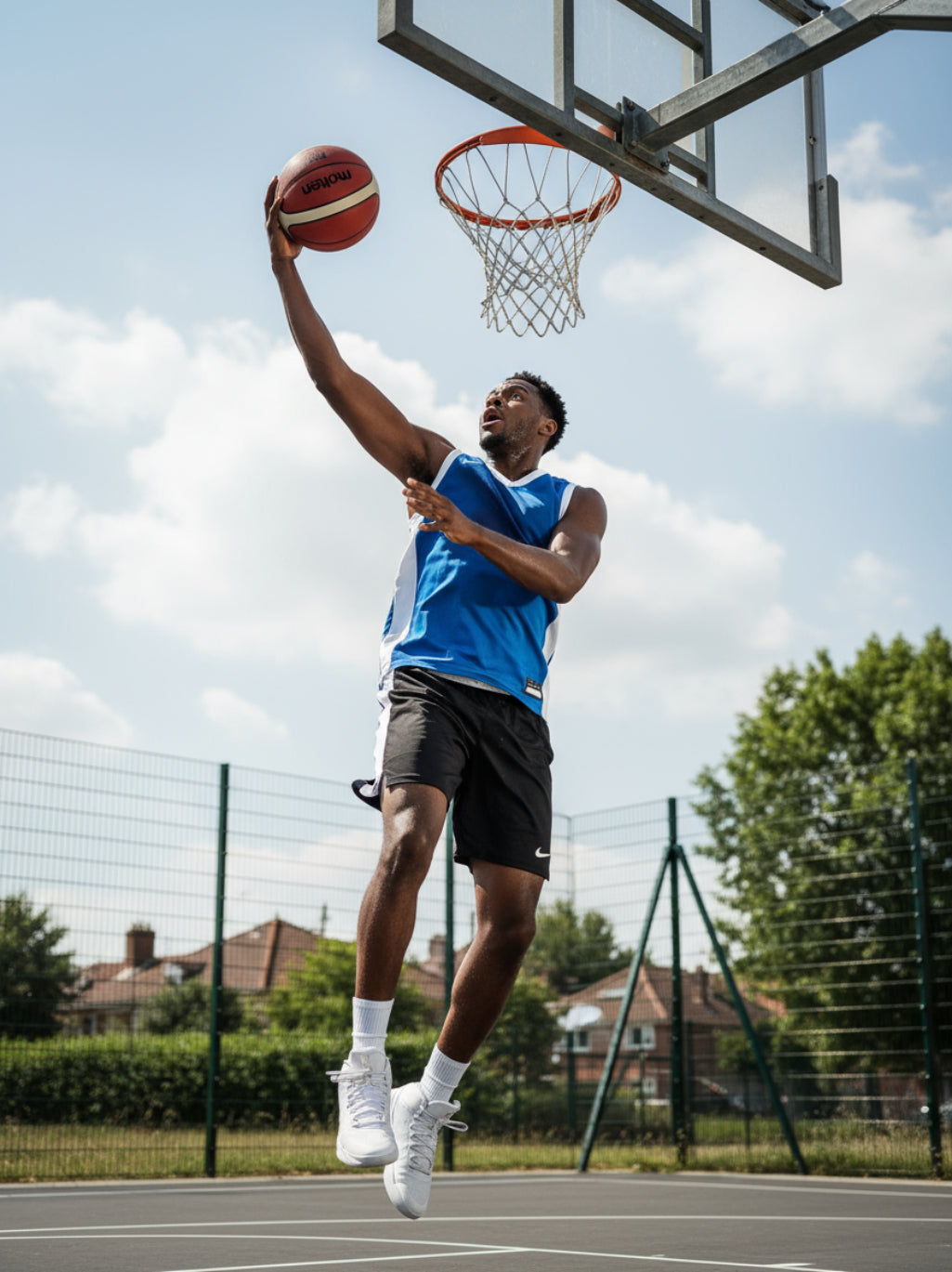 Basketball with Molten logo and FIBA approval on a white background